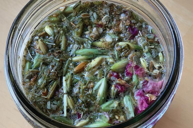 an herbal libido tea blend in a mason jar